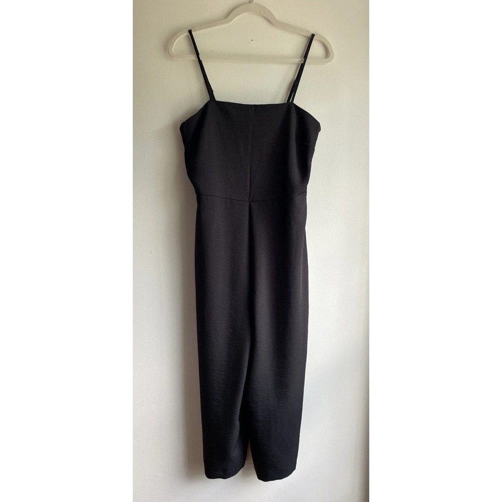 All Row Jumpsuit Womens M Black Spaghetti Strap Square Neck Cropped Minimalist‎